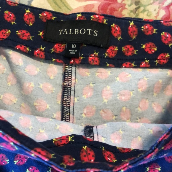 TALBOTS Heritage Size 10 Ladies Ladybugs Flat Front Side-Zip Pant Cotton Stretch - Picture 11 of 14